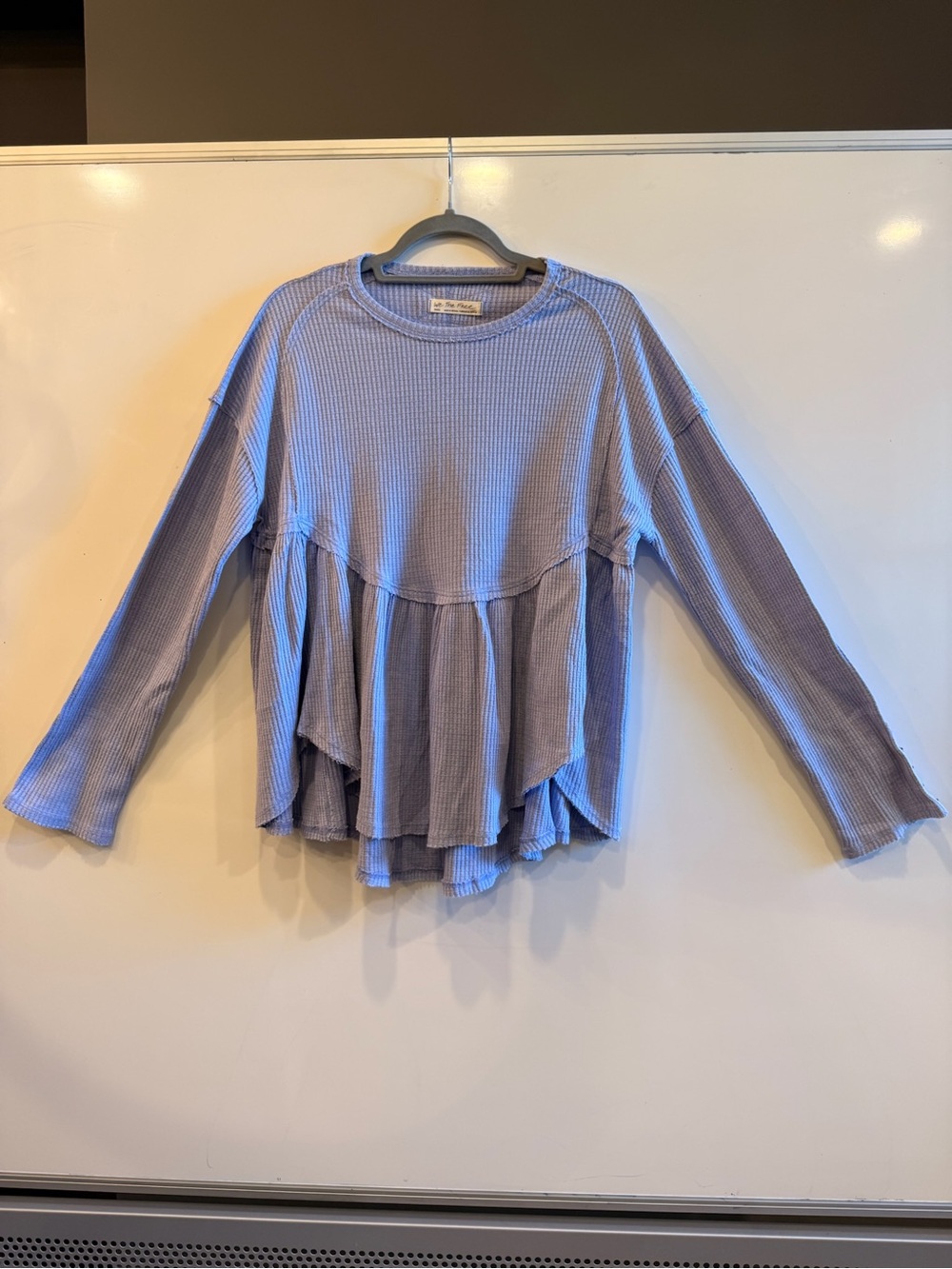 We The Free Lavender Blue Ruffle Long Sleeve Top
